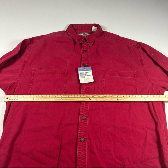 Vintage 90s Levi’s Jeanswear Red Tab Button Up Red Denim Shirt Mens XL Deadstock - Picture 5 of 8
